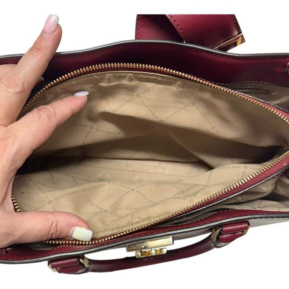 Michael Kors Mindy MD EW Satchel + Carryall Wallet in Burgundy - Picture 8 of 14